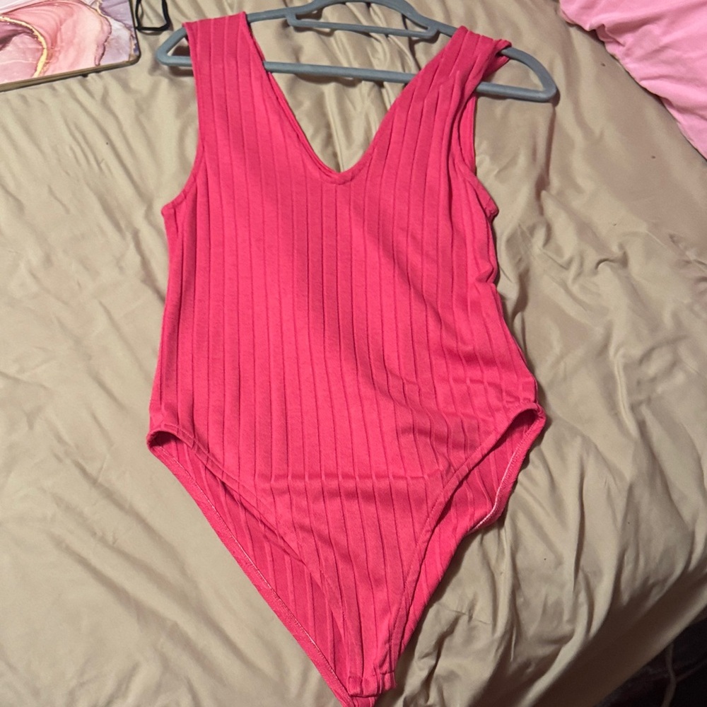 Zara Pink Ribbed Bodysuit